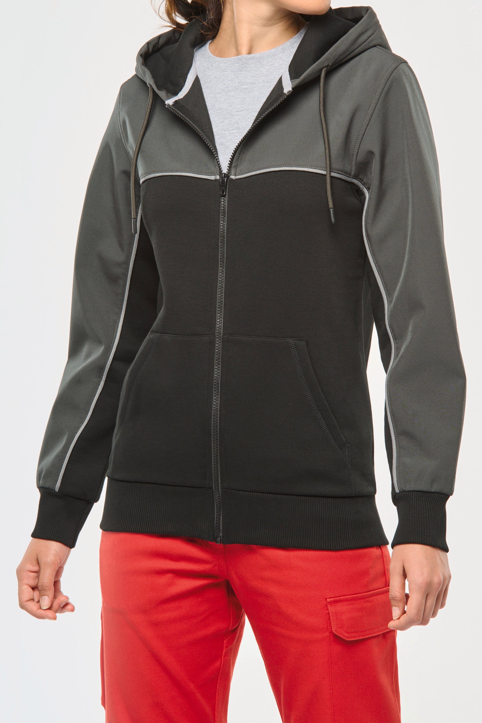 Veste molleton bicolore zippée à capuche écoresponsable unisexe