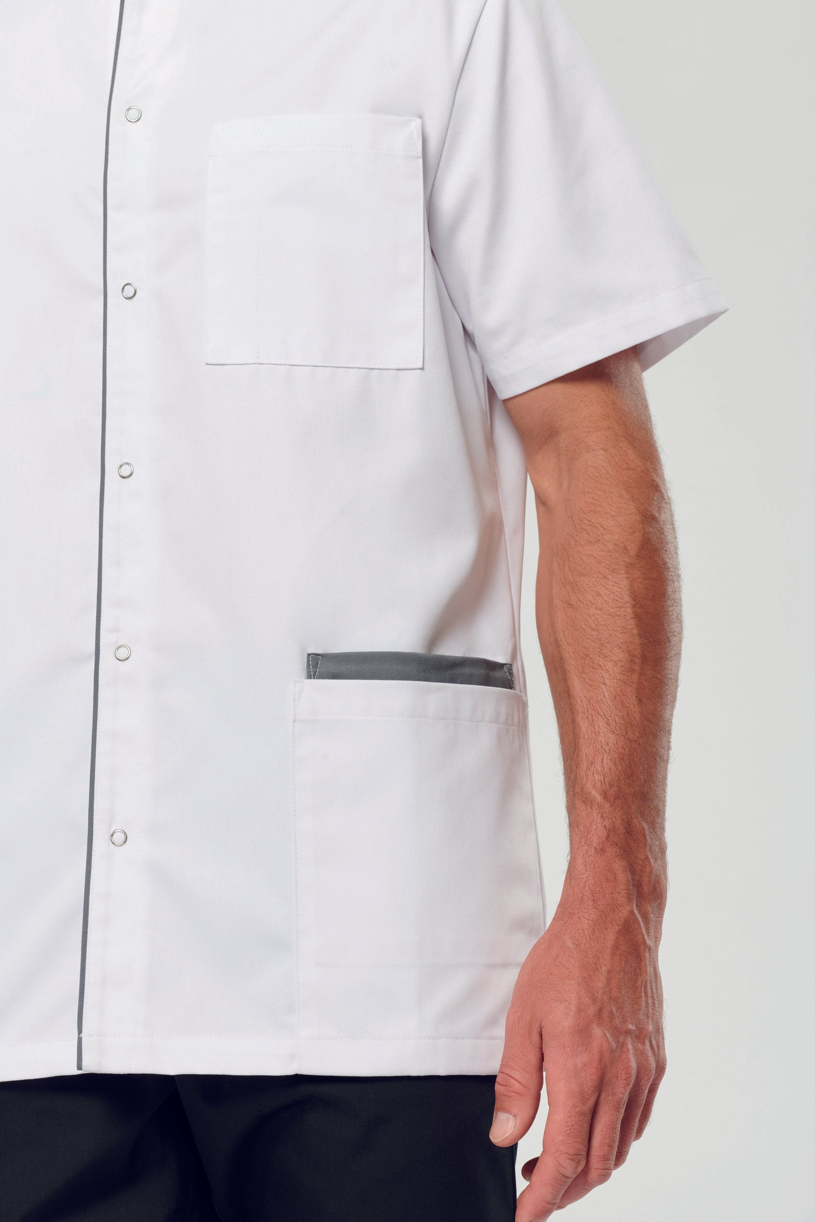 Herenblouse van polykatoen met drukknopen