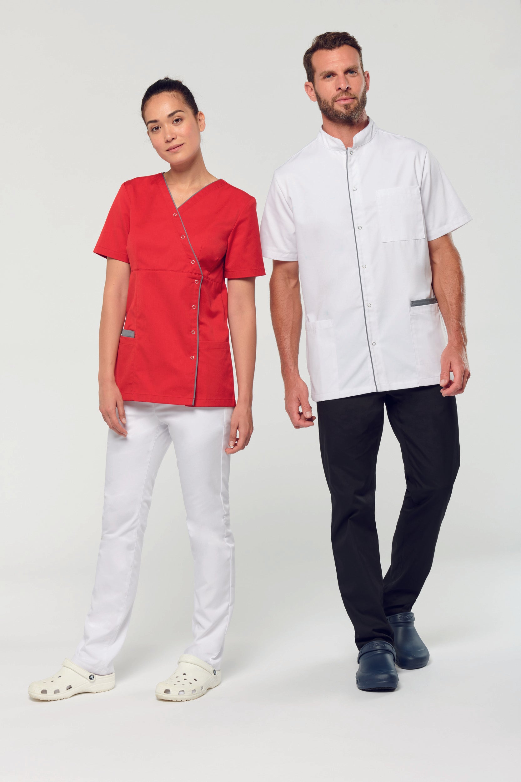 Herenblouse van polykatoen met drukknopen