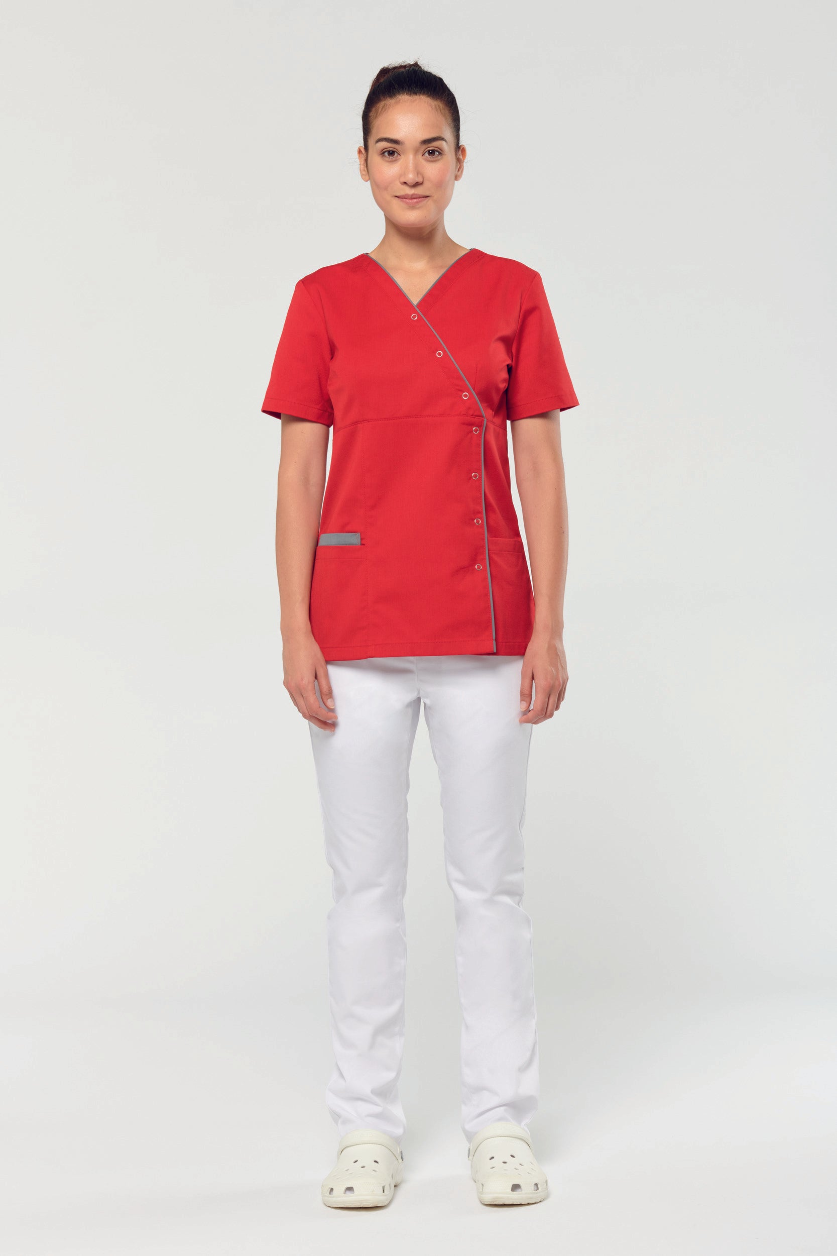 Women's polycotton blouse with press studs