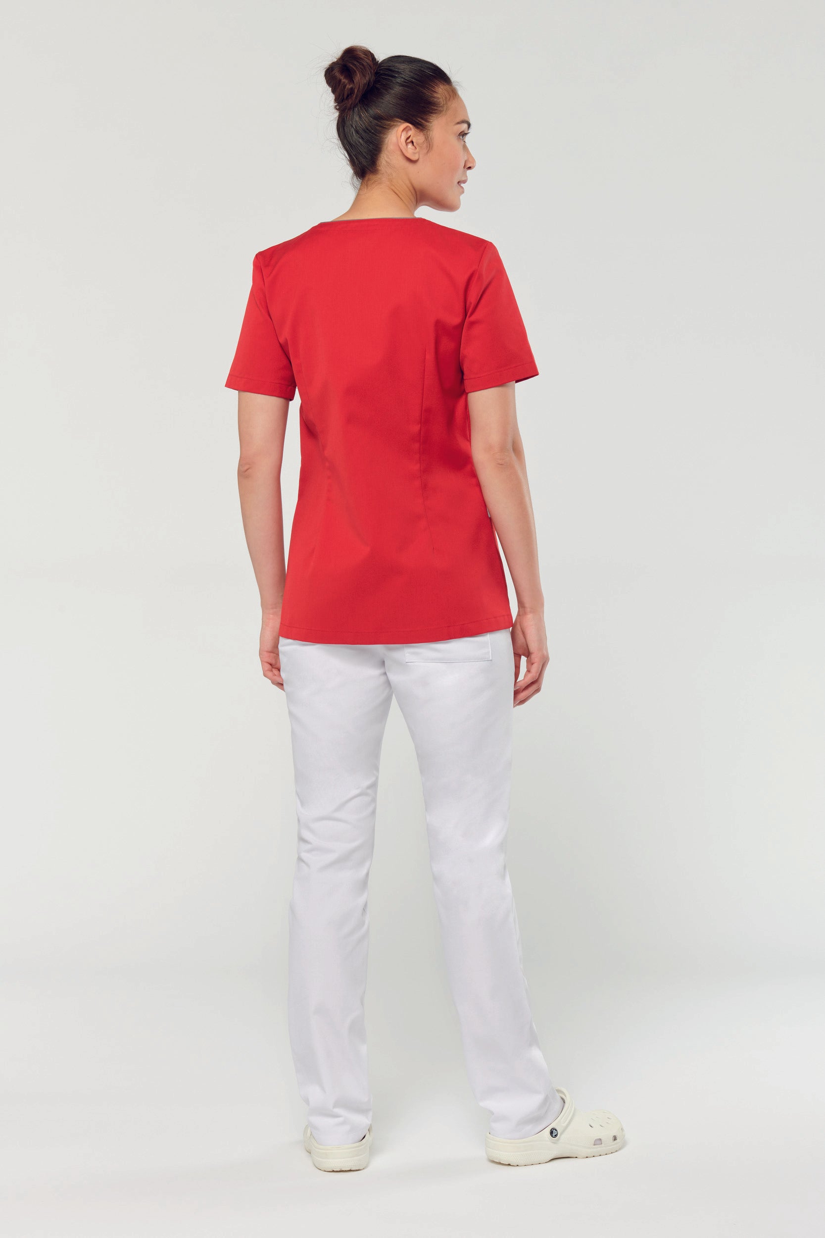 Women's polycotton blouse with press studs