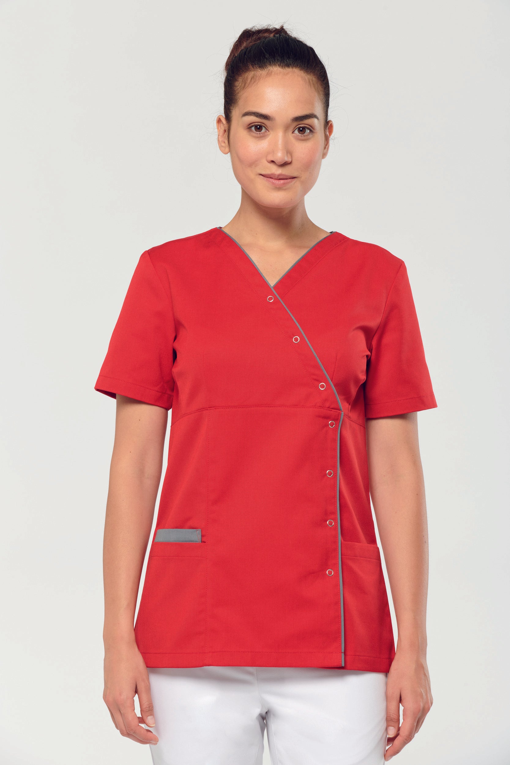 Women's polycotton blouse with press studs