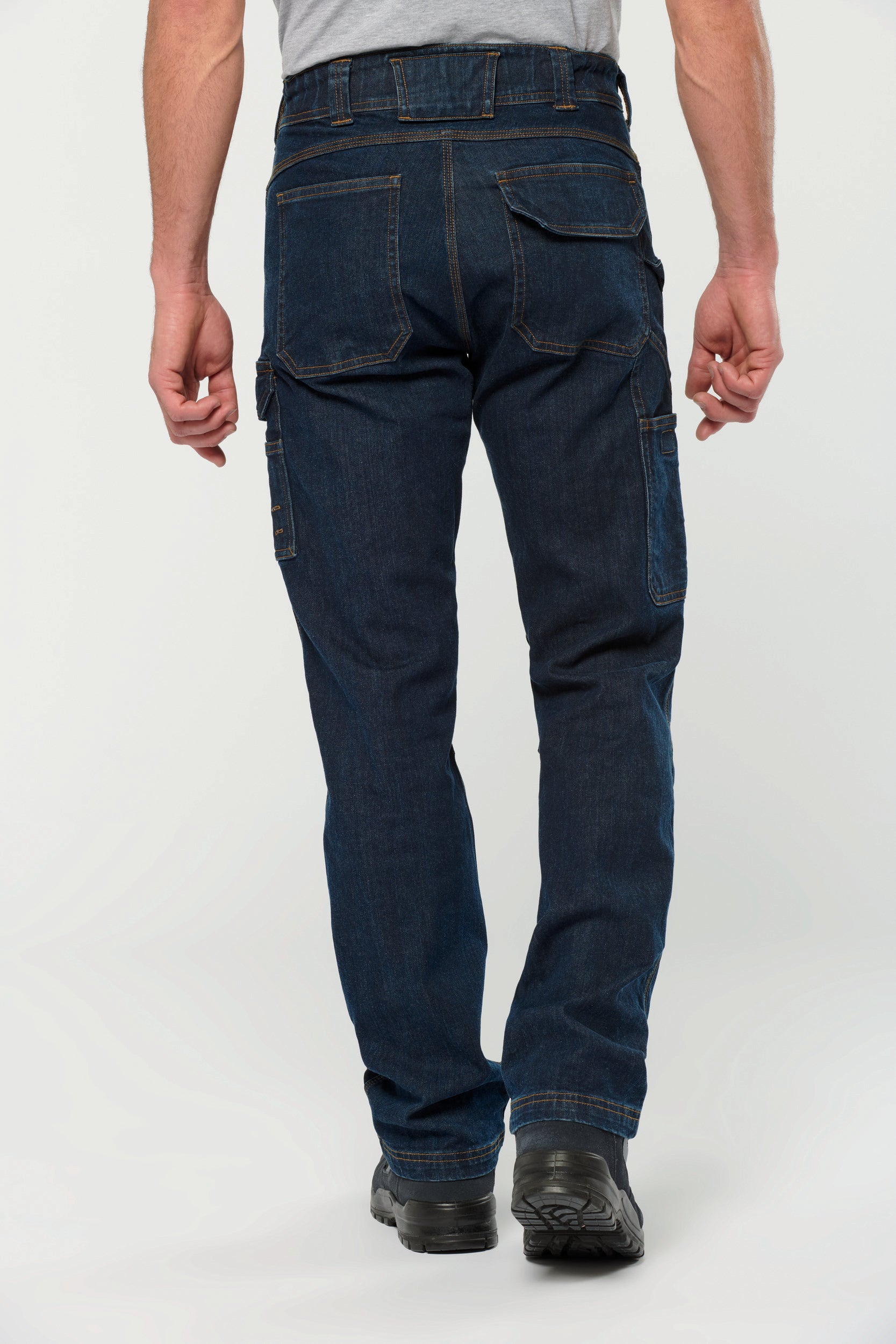 Men's multi-pocket denim trousers