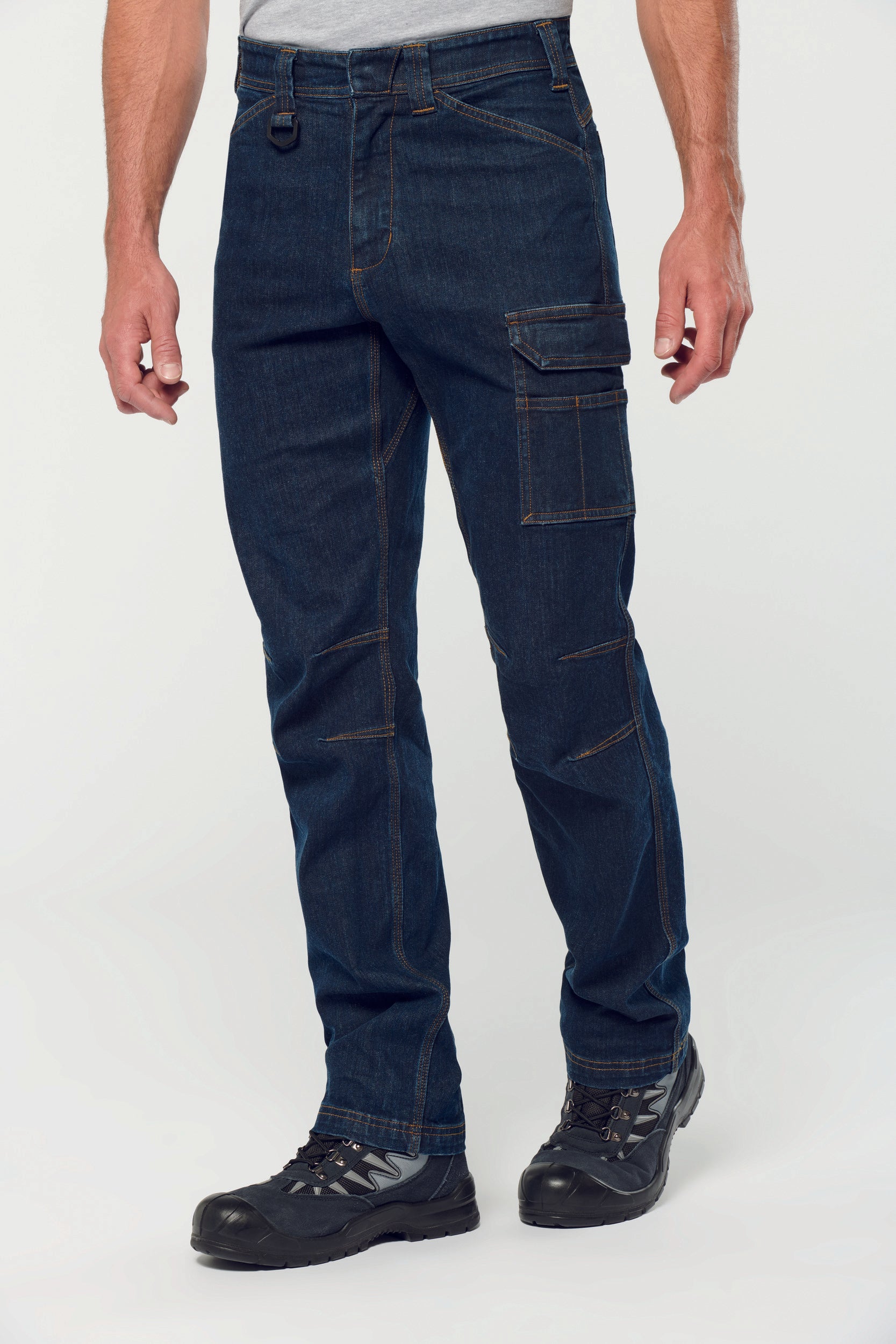 Men's multi-pocket denim trousers