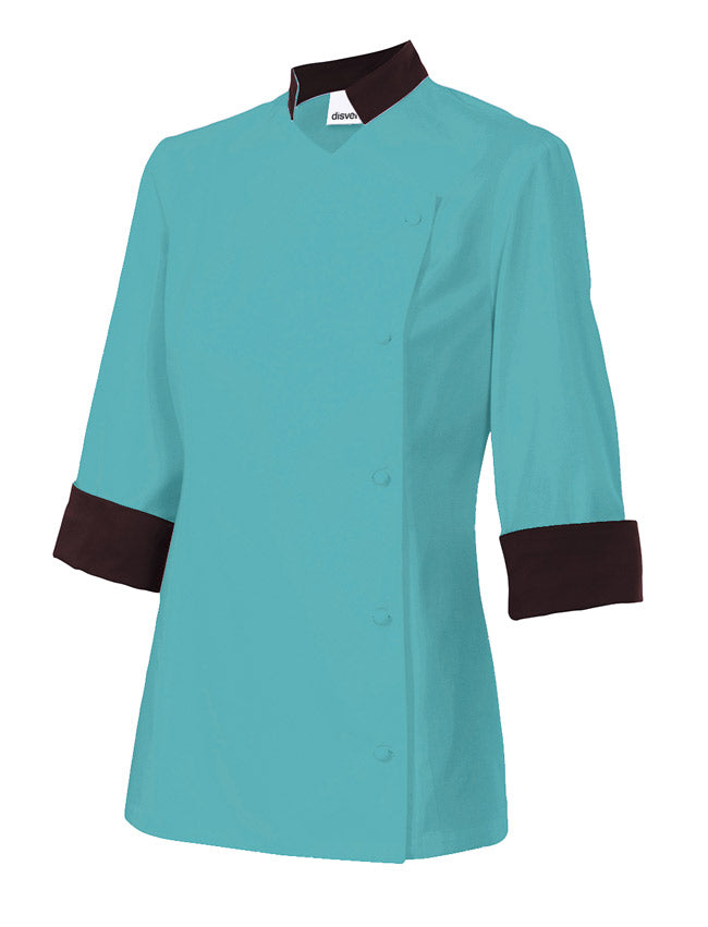 VESTE CUISINE ML FEMME TURQUOISE CLAIR