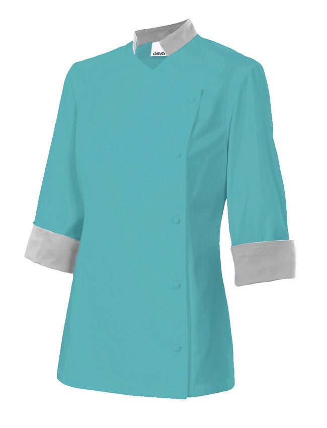 VESTE CUISINE ML FEMME TURQUOISE CLAIR