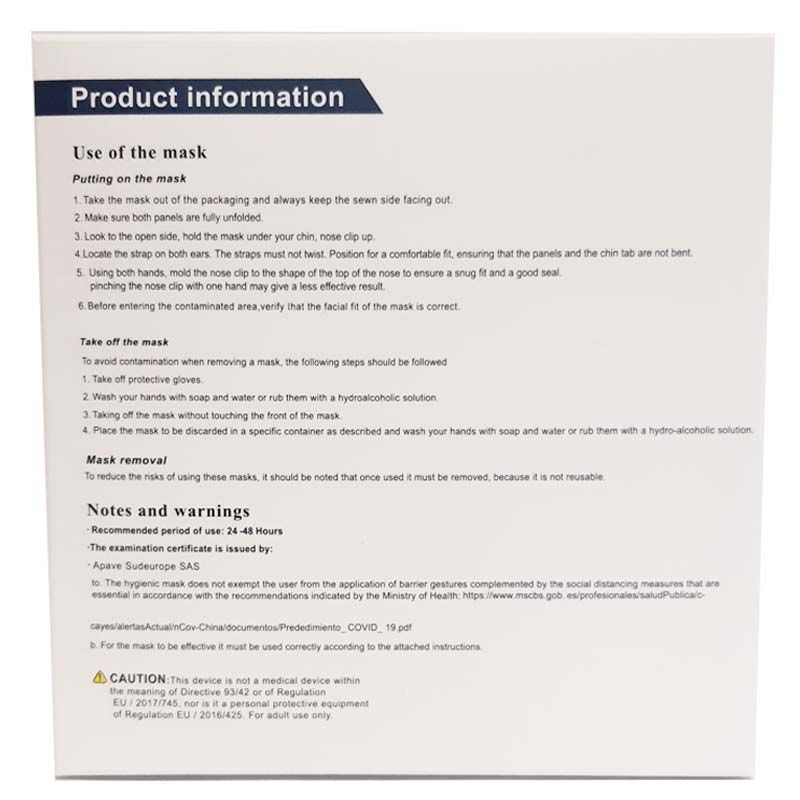 Masque de protection FFP2 Menoir - Boîte de 10