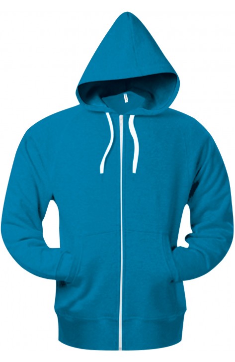 Uniseks sweatshirt met capuchon in gemêleerde French Terry met rits