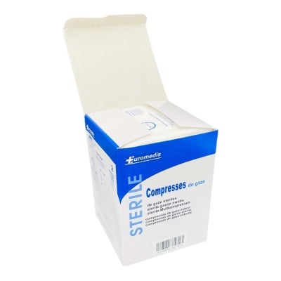 BOÎTE DE 50 SACHETS DE 2 COMPRESSES DE GAZE STÉRILES 10 X 10 CM