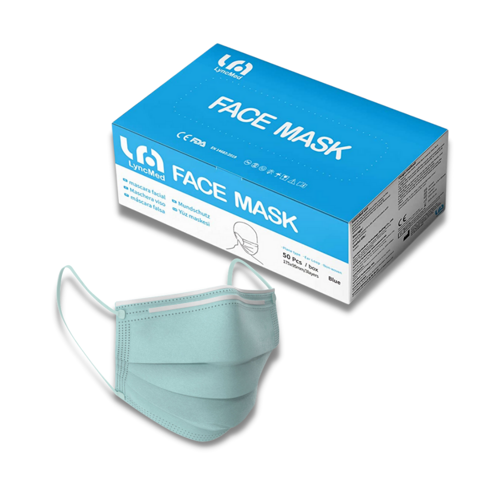Type IIR elastische maskers - Blauw - Lyncmed - Doos van 50 maskers