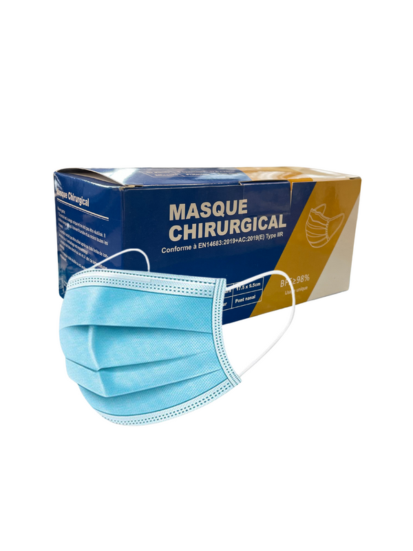 Masque chirurgical Type IIR - Bleu - CMC Medical Devices - Boîte De 50 Masques