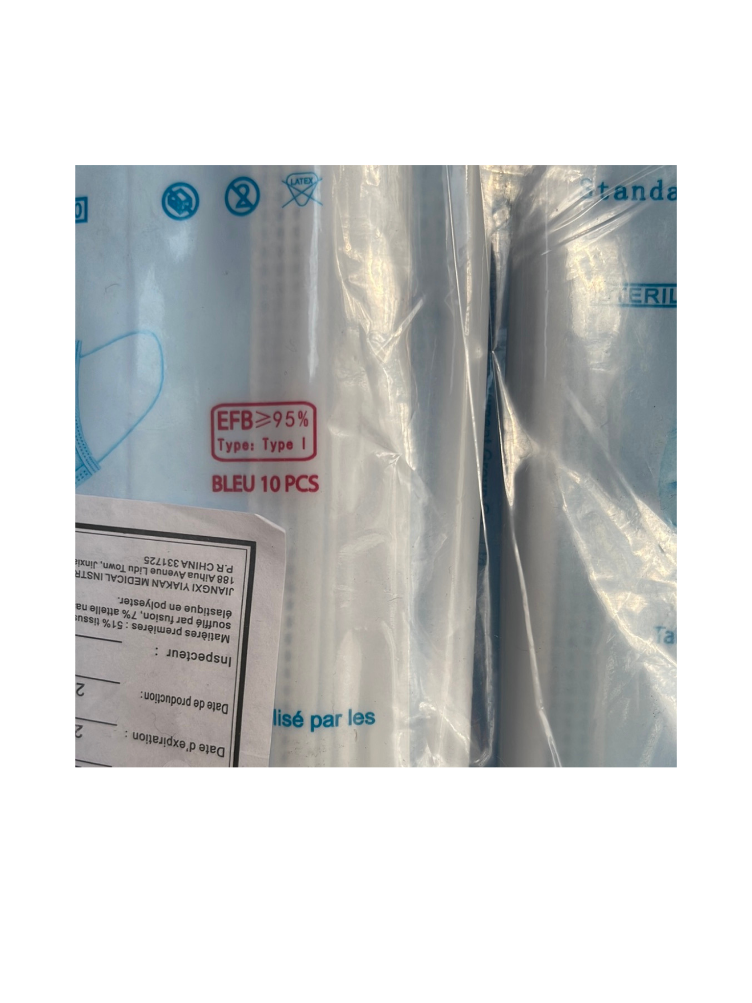 Type I sterile surgical mask - Blue - Ms Life - Bag of 50 masks (without box)