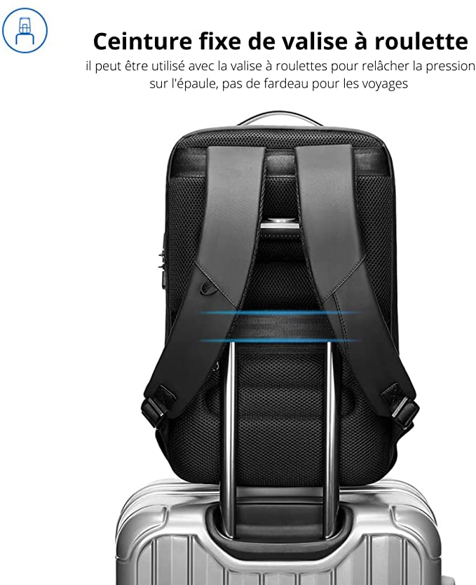 MS Life - Sac à Dos Ordinateur Portable 15,6 Pouces Antivol Étanche avec Port de Charge USB et Port de Casque pour Voyage Affaires École