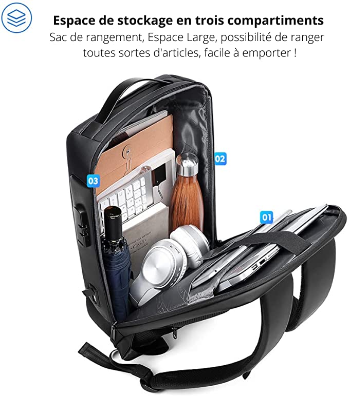 Sac à dos antivol pour ordinateur portable - Sac de travail Sac à dos antivol pour ordinateur portable - Sac de travail