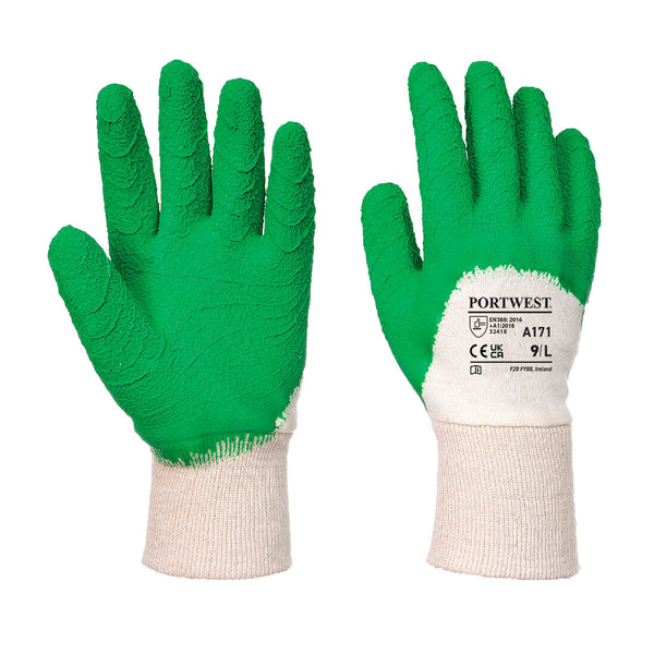 Latex crepe glove with ventilated back