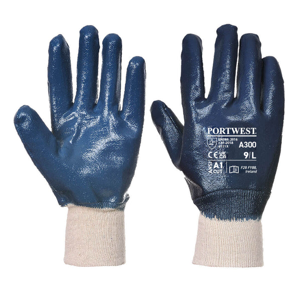 Nitrile glove, knit wrist