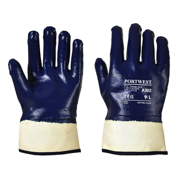 Nitrile glove fully coated cuff