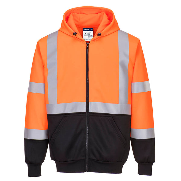 Sweat Hi-Vis bicolore zippé à capuche