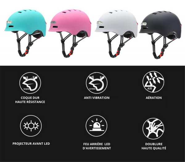 Casque de Vélo avec Lumière LED Certifié CE