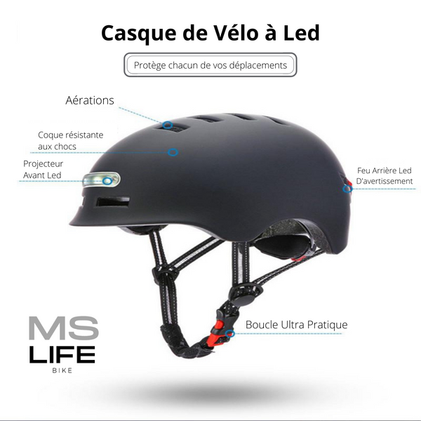 Casque de Vélo avec Lumière LED Certifié CE