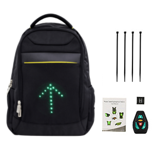 Sac À Dos Ordinateur Portable Léger 20L USB Rechargeable Indicateur de Direction du Signal Lumineux sans Fil à LED