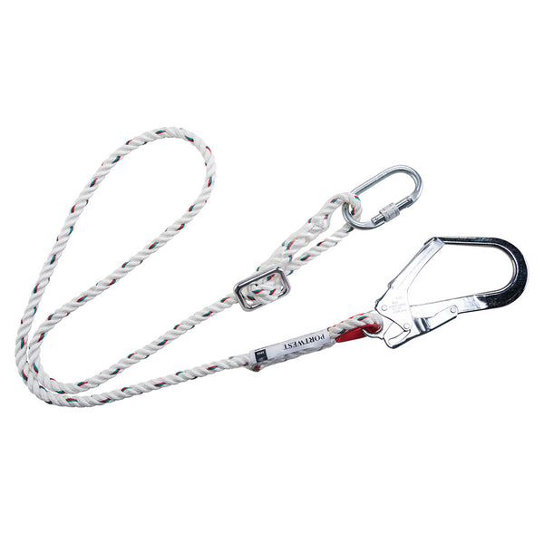 Adjustable restraint lanyard