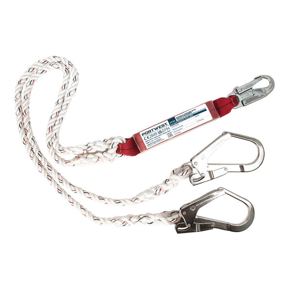 Y-shaped lanyard with energy absorber