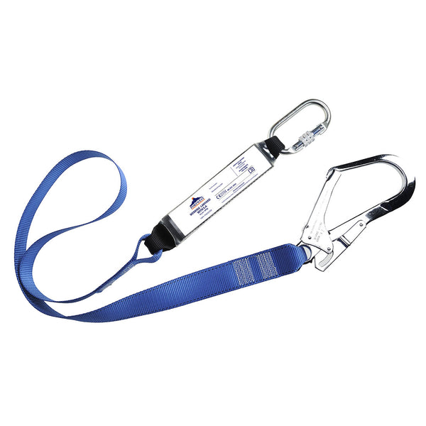 Webbing lanyard with energy absorber