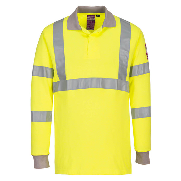 FR antistatic and HiVis long-sleeved polo shirt