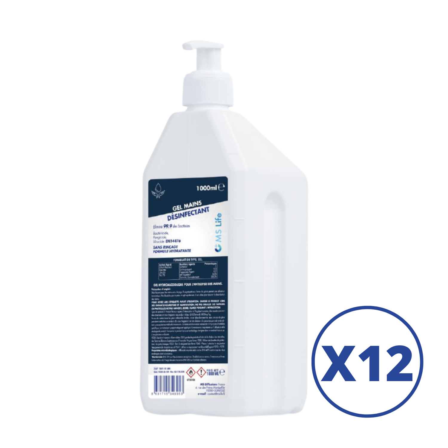 Flacon De Gel Hydroalcoolique Ms Life 1L