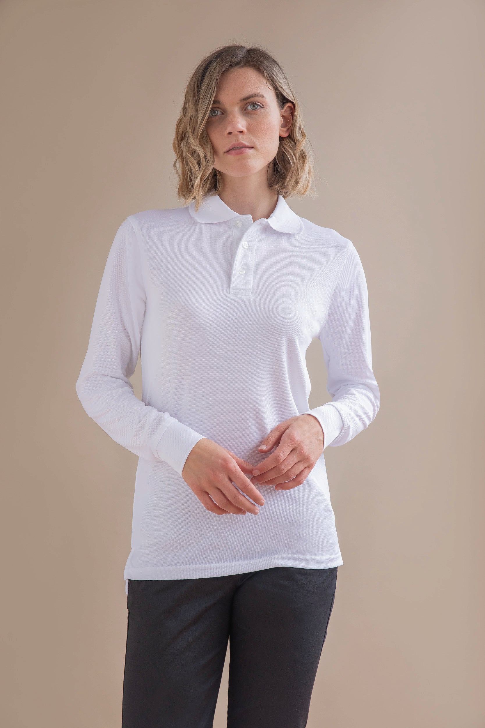Uniseks Cool Plus-poloshirt met lange mouwen