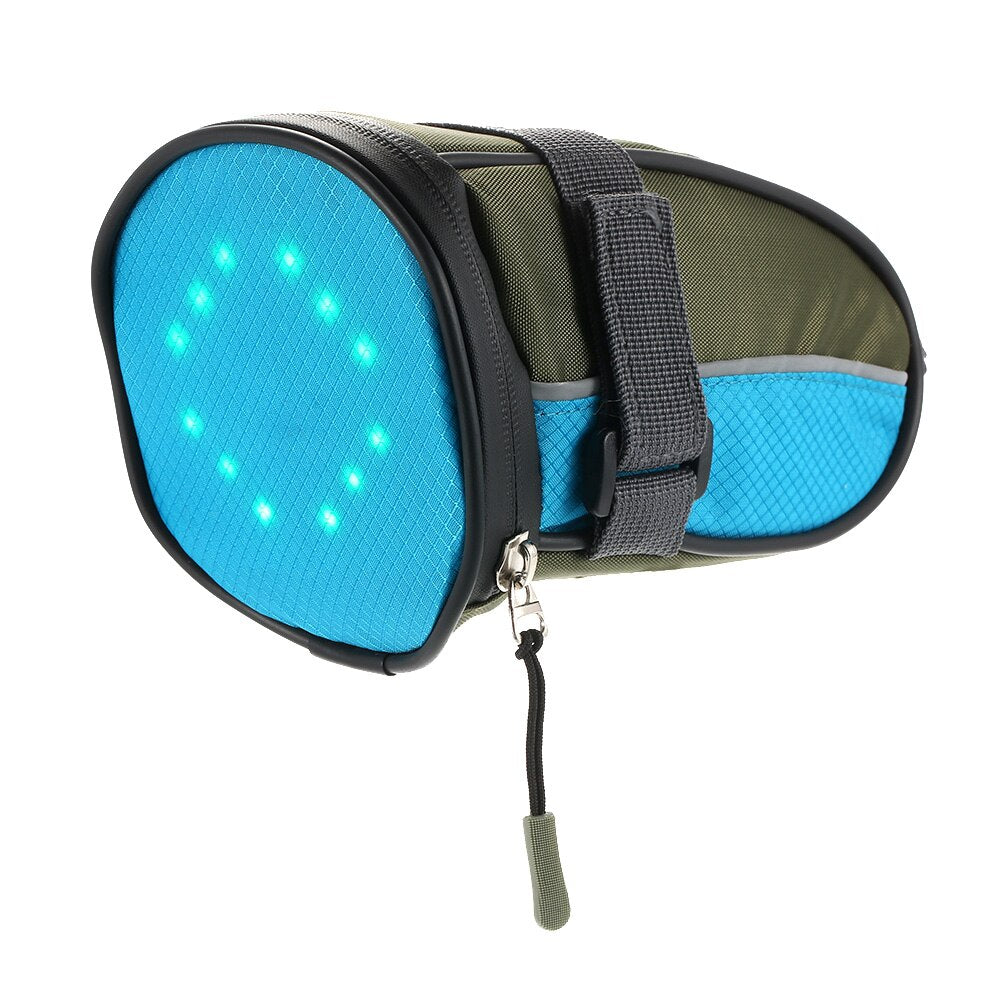 Lichtgewicht reflecterende fietszadeltas, oplaadbaar via USB, met LED-signaallicht