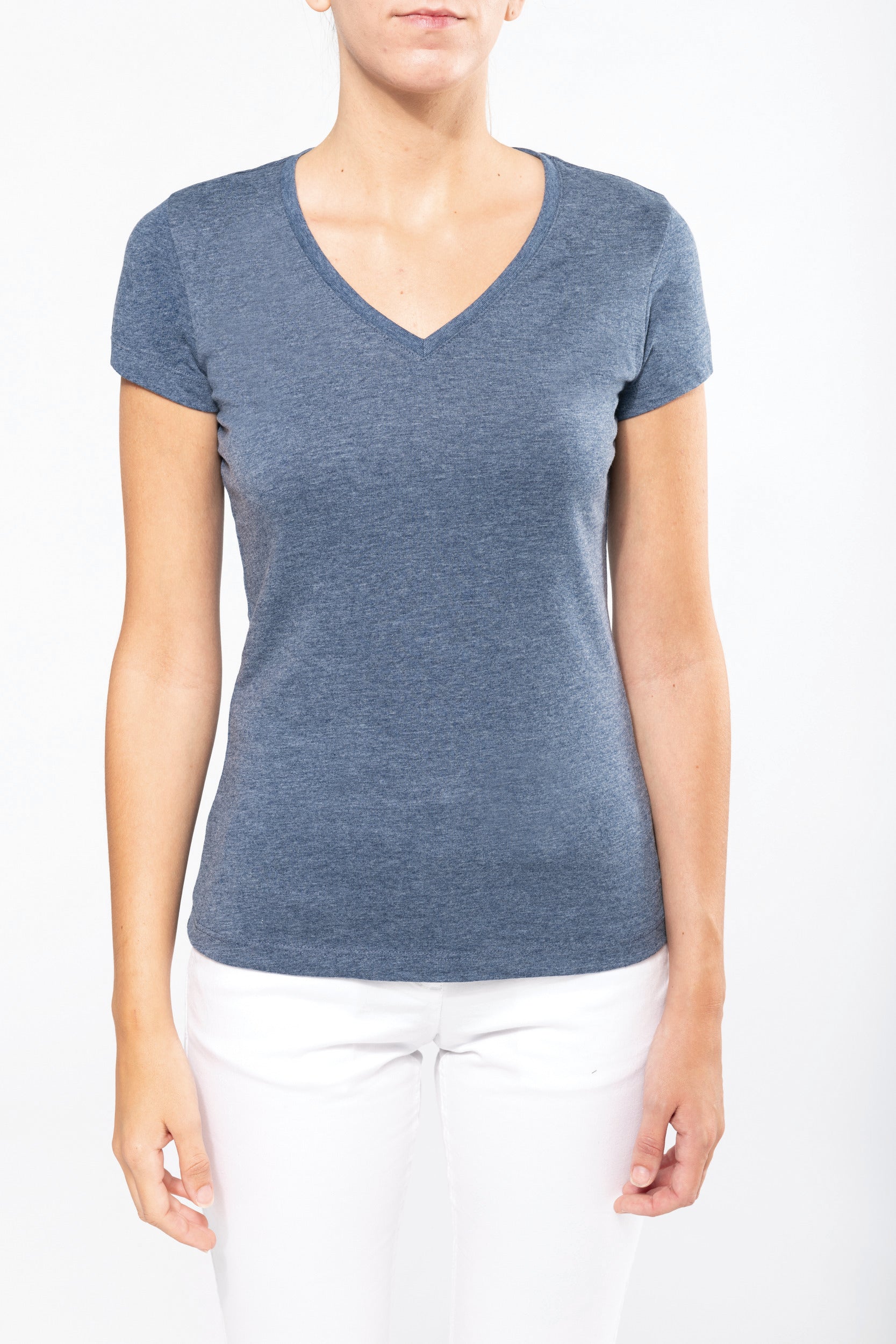 T-shirt col V manches courtes "mélange" femme Kariban