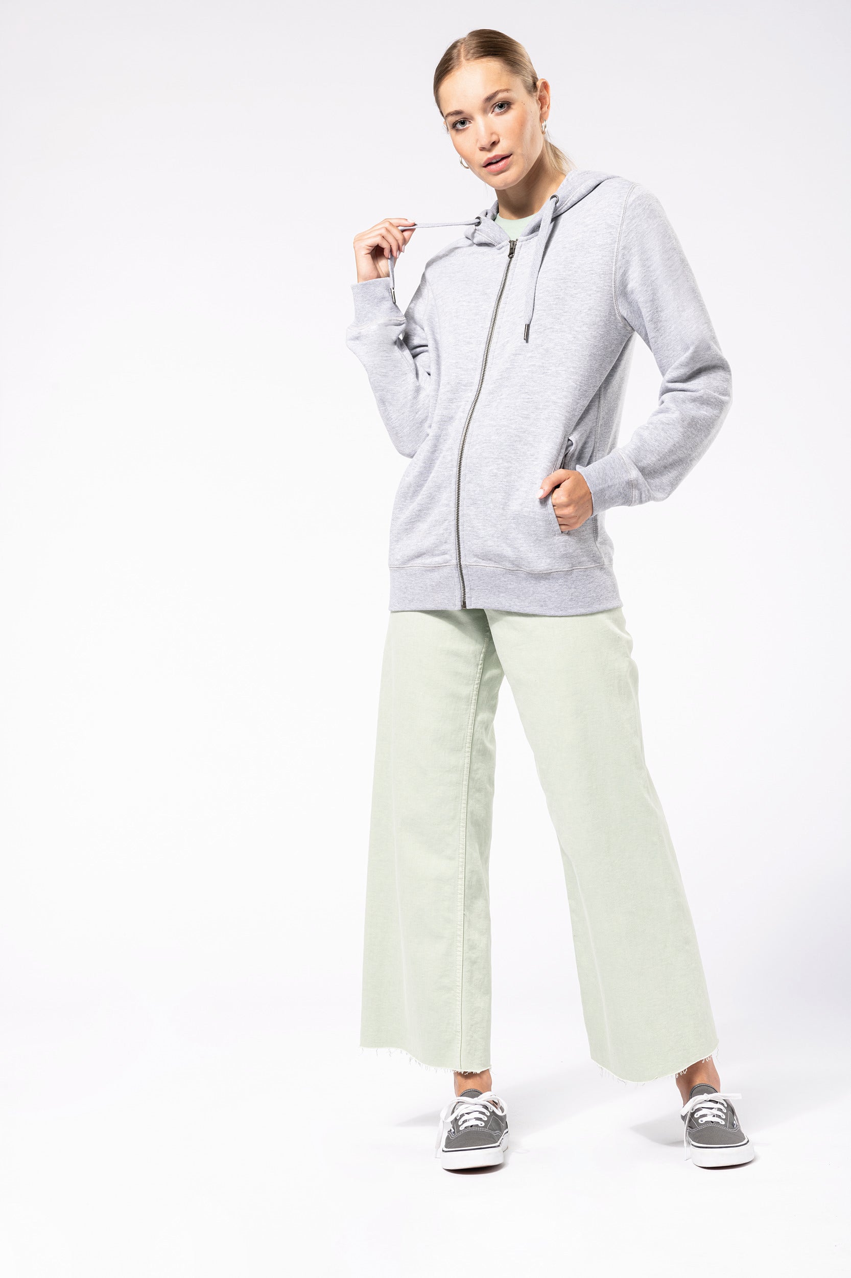 Uniseks ecologisch verantwoord French Terry sweatshirt met capuchon en rits