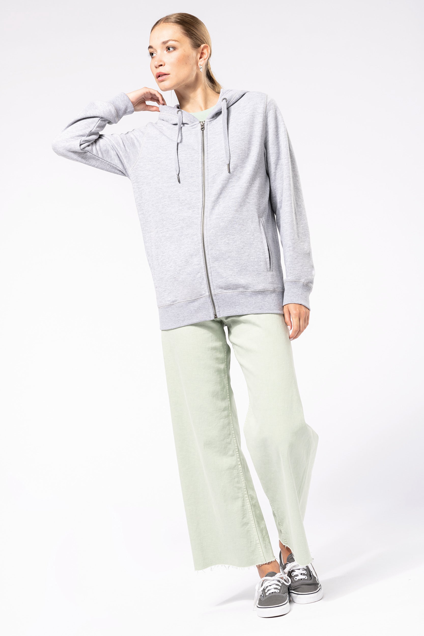Uniseks ecologisch verantwoord French Terry sweatshirt met capuchon en rits