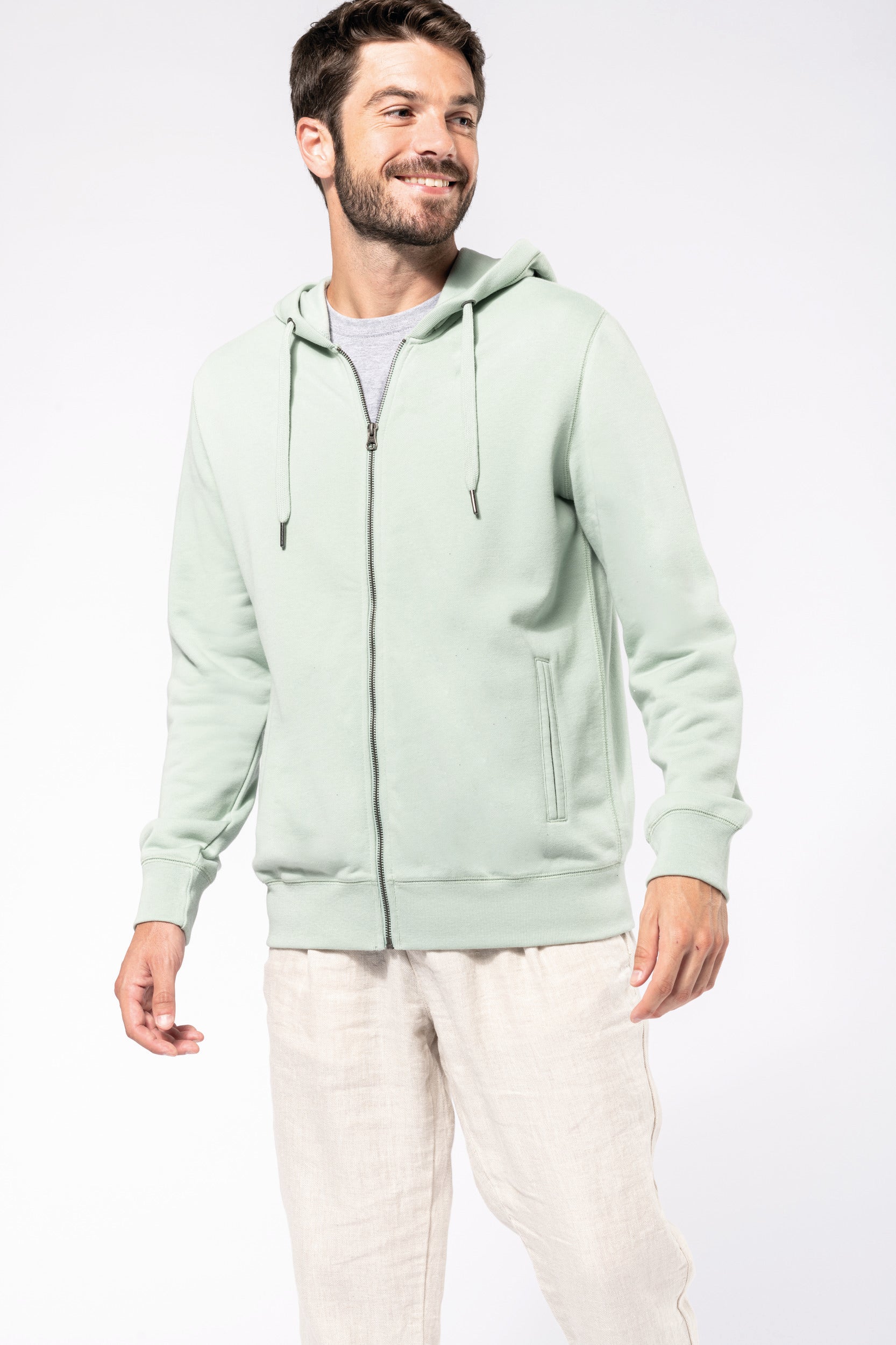 Uniseks ecologisch verantwoord French Terry sweatshirt met capuchon en rits