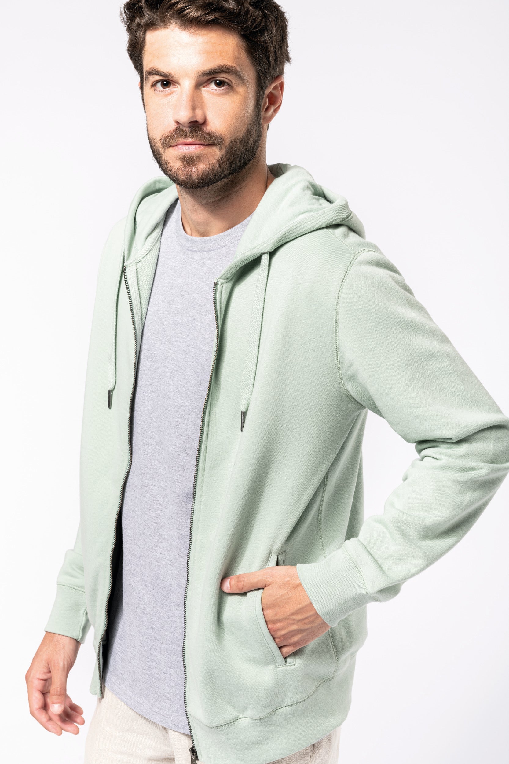Uniseks ecologisch verantwoord French Terry sweatshirt met capuchon en rits