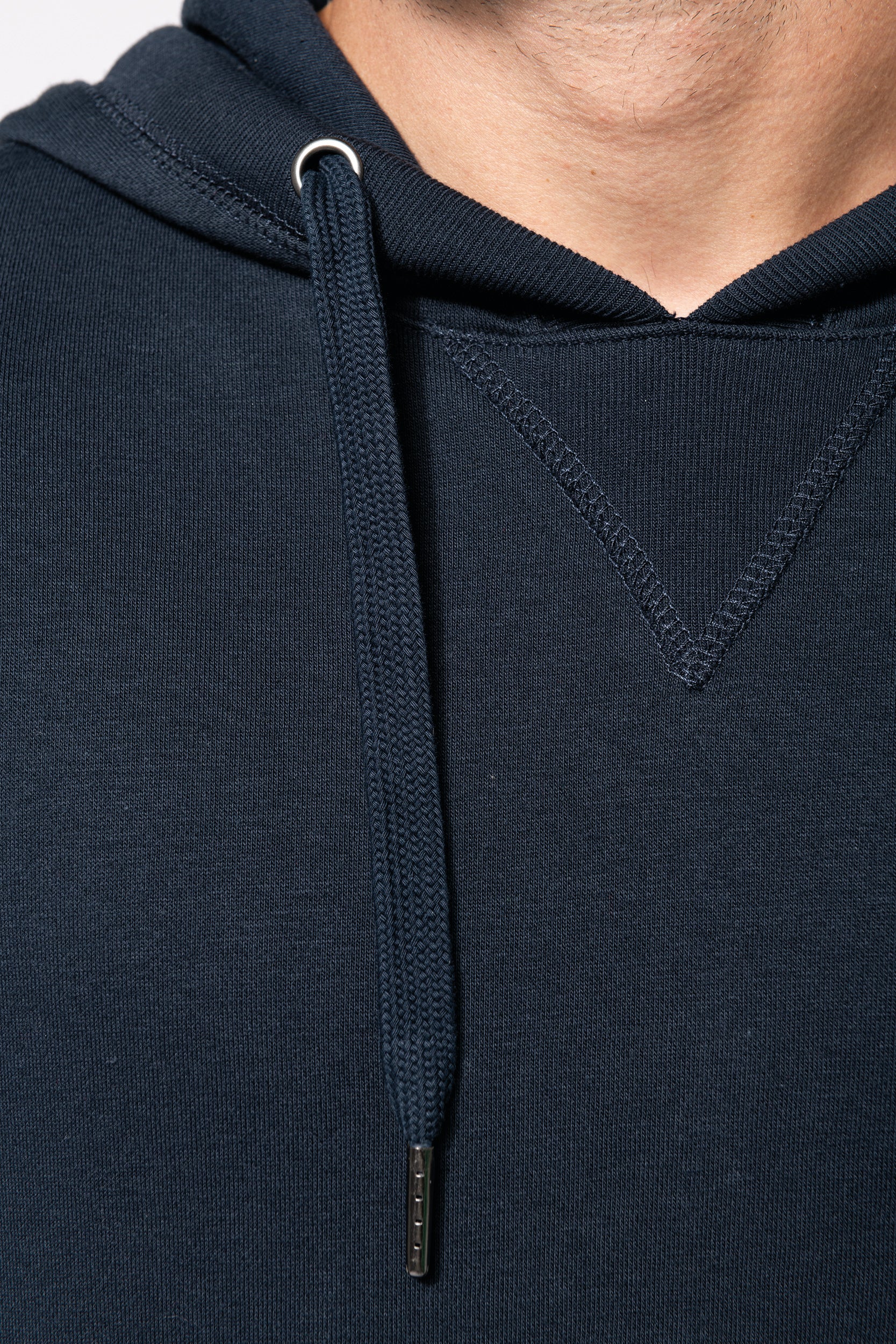 Uniseks ecologisch verantwoord sweatshirt van french terry badstof met capuchon