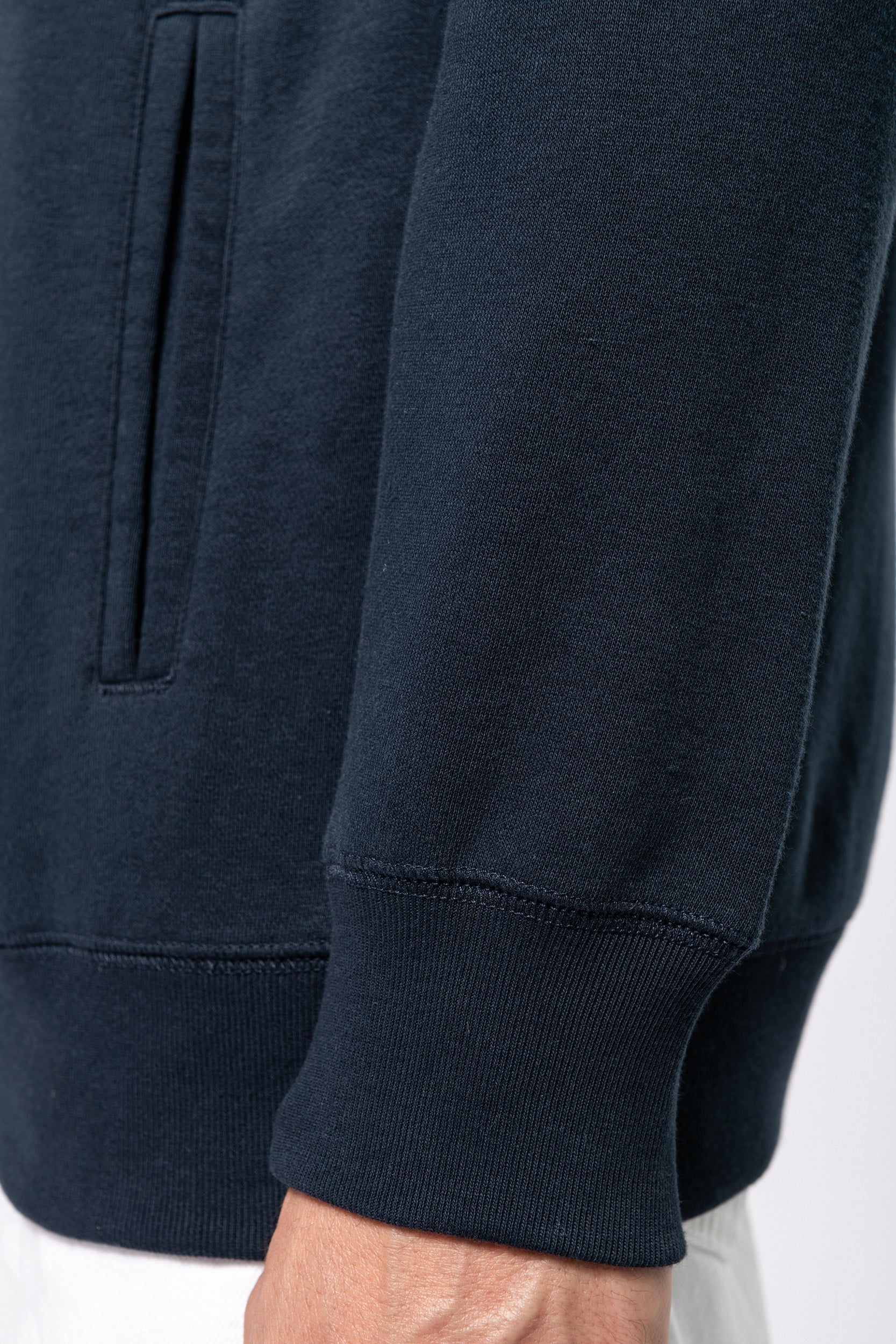 Uniseks ecologisch verantwoord sweatshirt van french terry badstof met capuchon