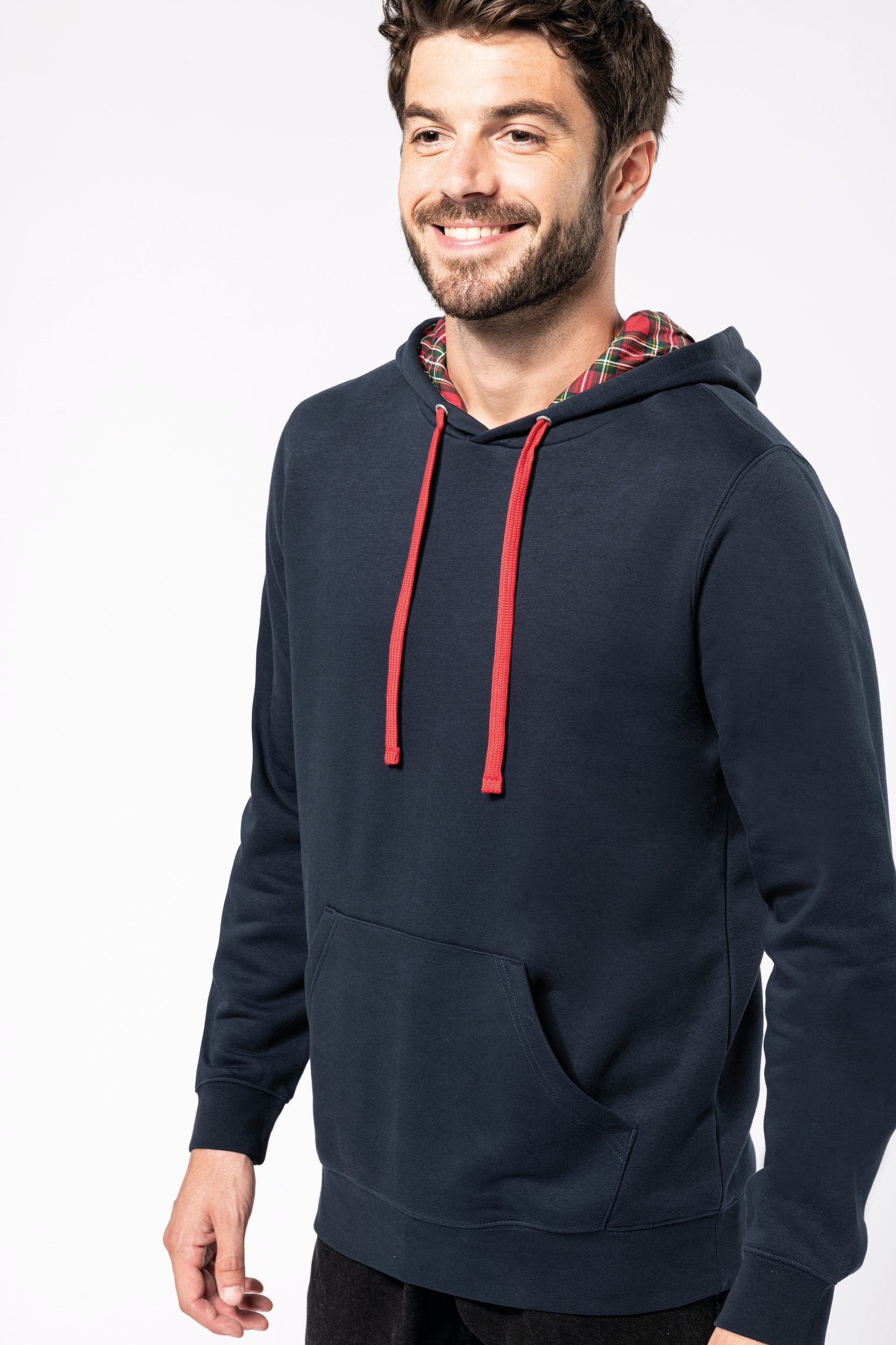 Uniseks sweatshirt met capuchon en contrasterend patroon