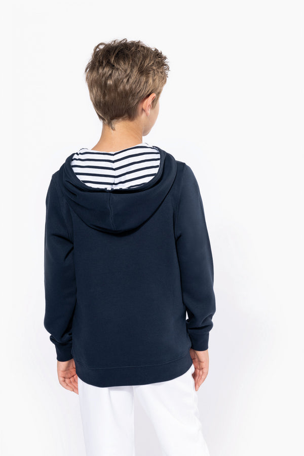 Unisex Kids Patterned Contrast Hooded Sweatshirt