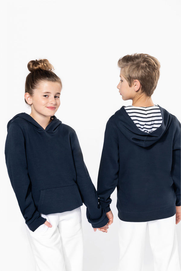 Unisex Kids Patterned Contrast Hooded Sweatshirt