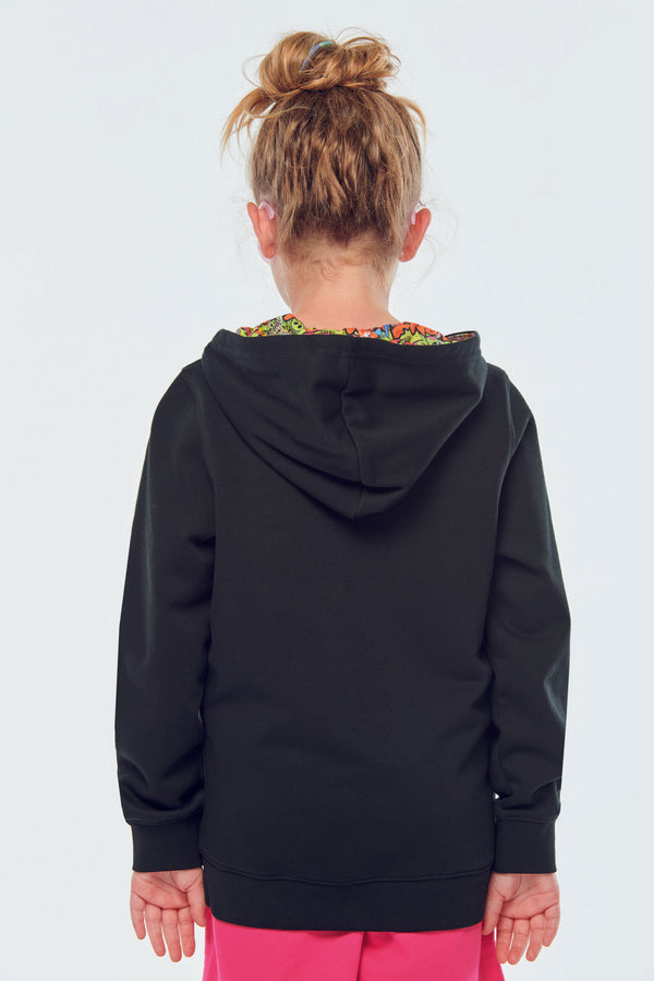 Unisex Kids Patterned Contrast Hooded Sweatshirt