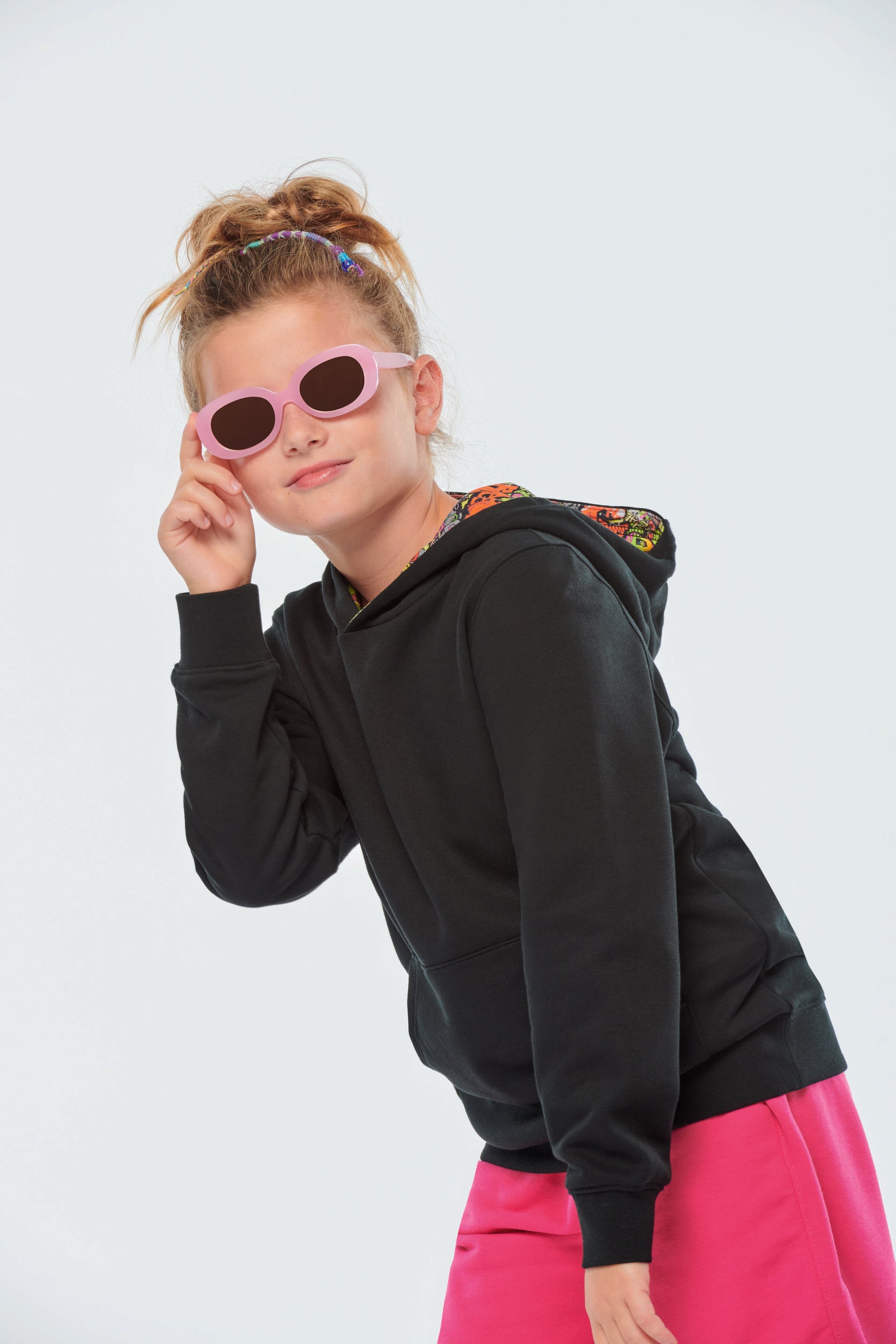 Uniseks sweatshirt met contrasterende capuchon voor kinderen