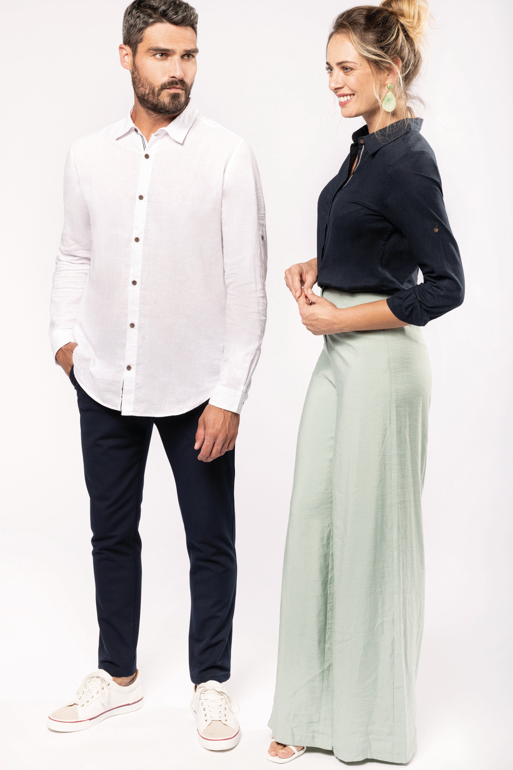Chemise lin et coton manches longues femme