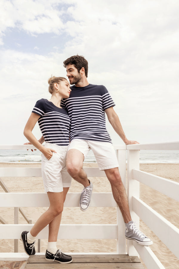 Biologisch zeemans-T-shirt met ronde hals voor dames