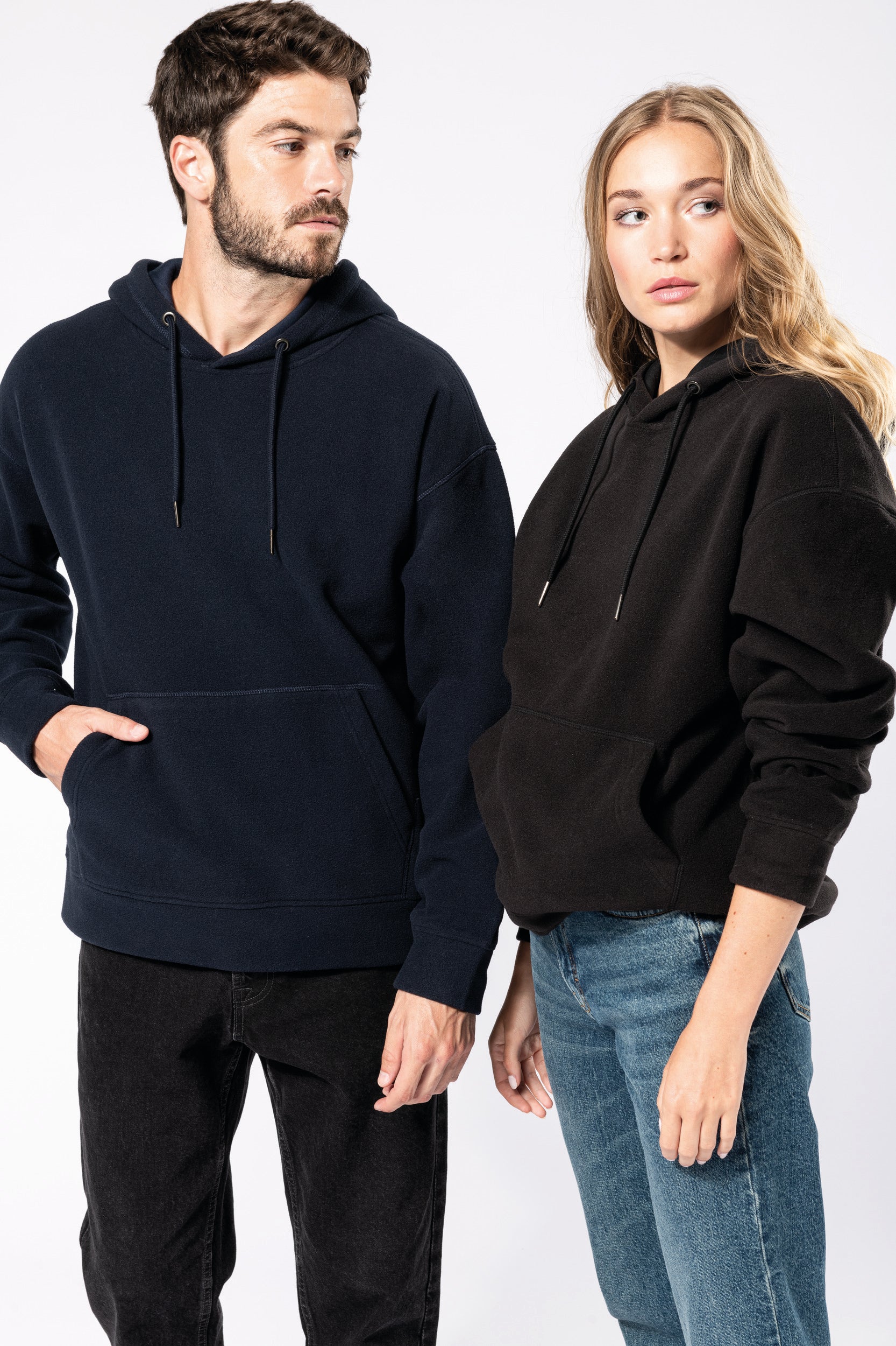 Uniseks gerecycled microfleece oversized sweatshirt met capuchon