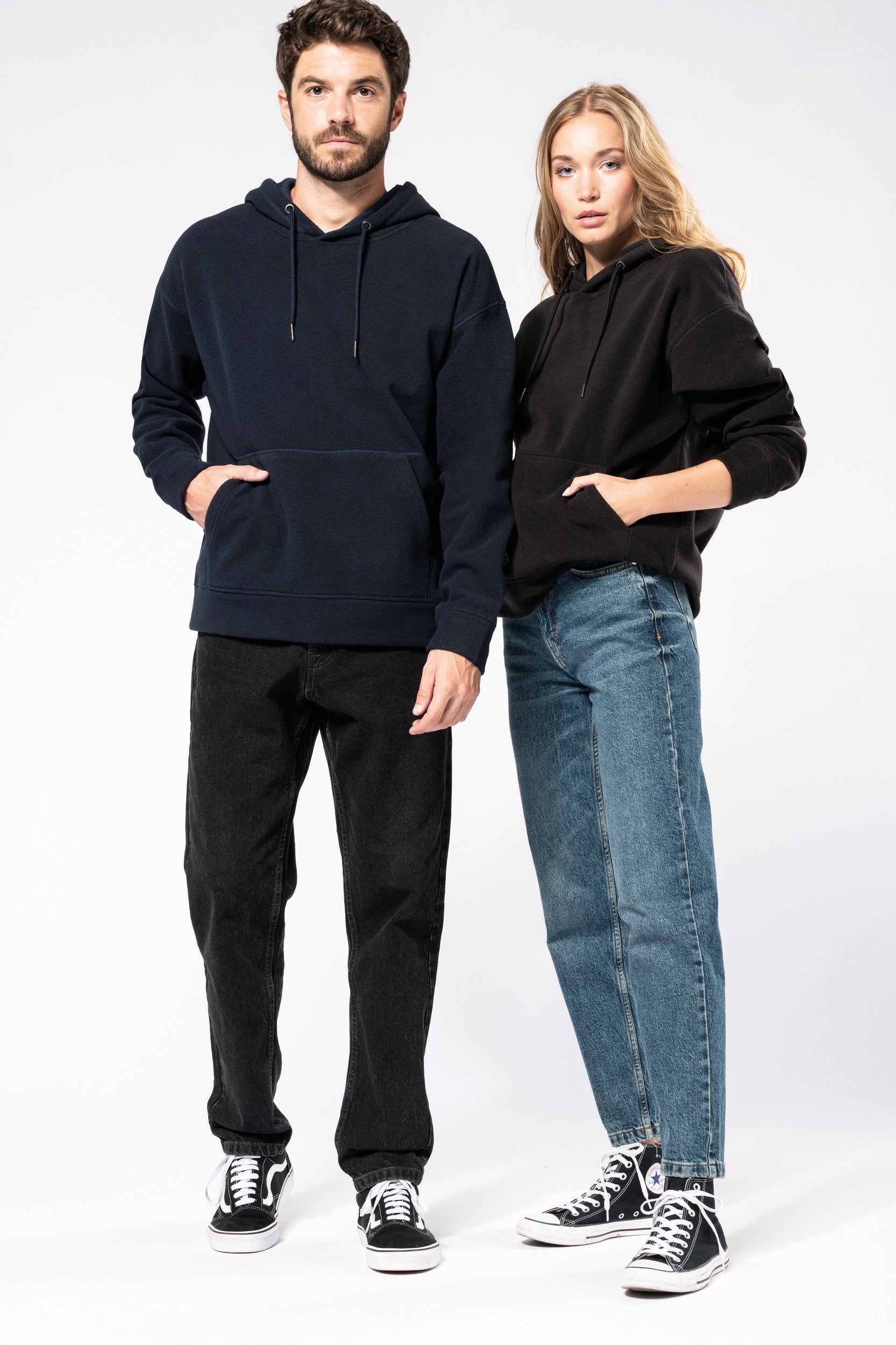 Uniseks gerecycled microfleece oversized sweatshirt met capuchon