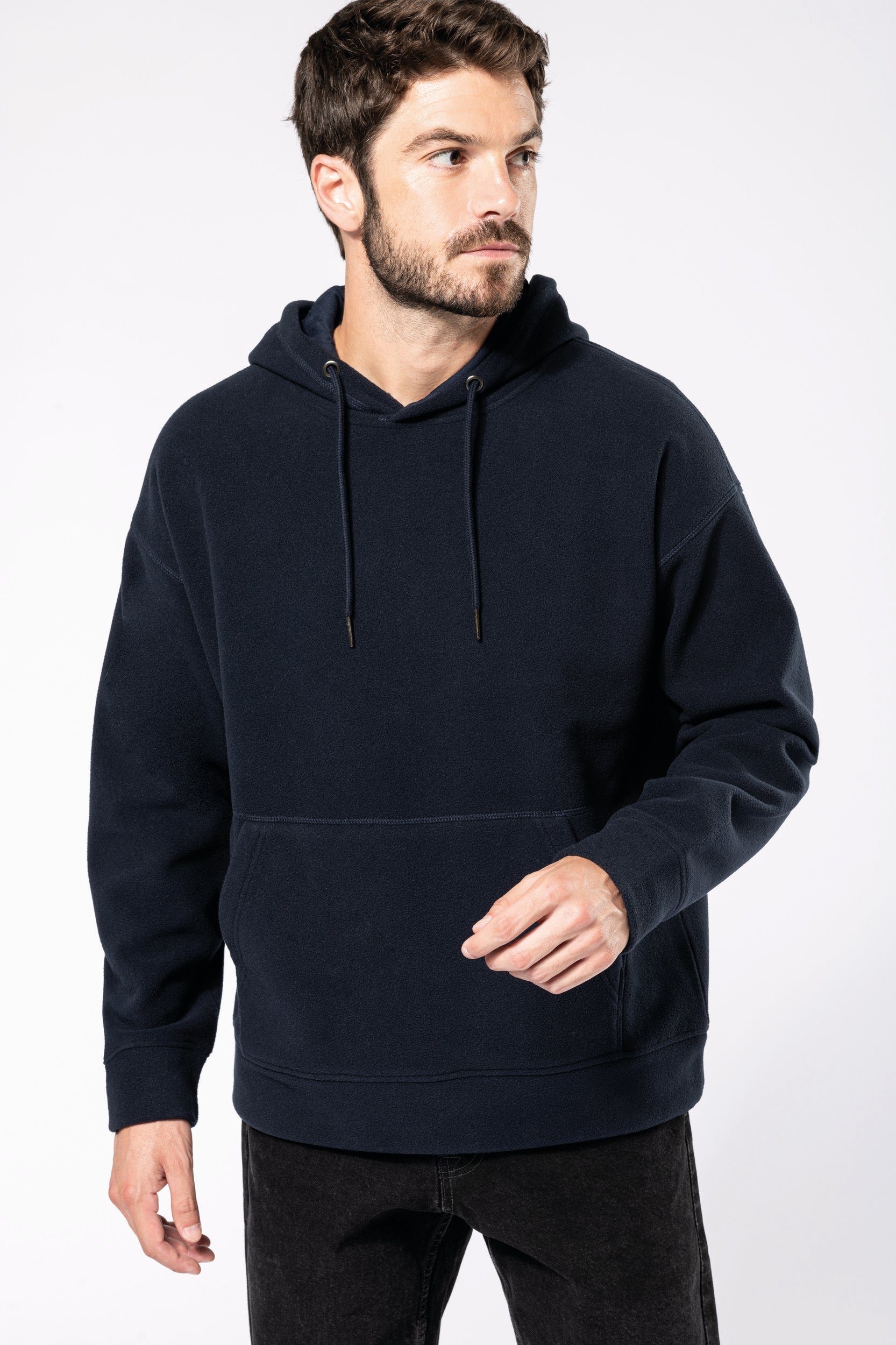 Uniseks gerecycled microfleece oversized sweatshirt met capuchon