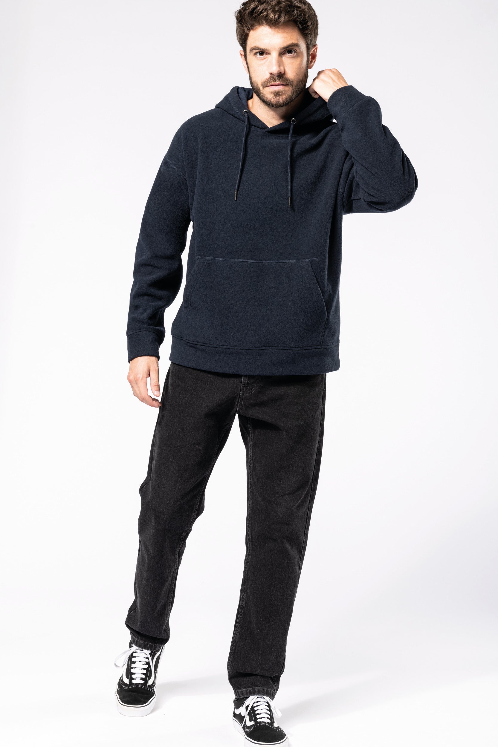 Uniseks gerecycled microfleece oversized sweatshirt met capuchon